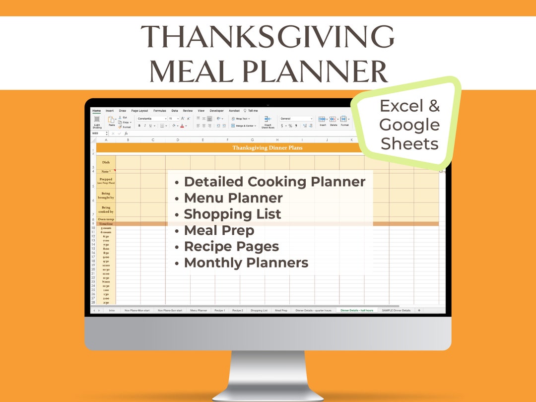 Potluck Meal Planner Spreadsheet for Thanksgiving Etsy Potluck Meal Planner Spreadsheet for Thanksgiving Etsy