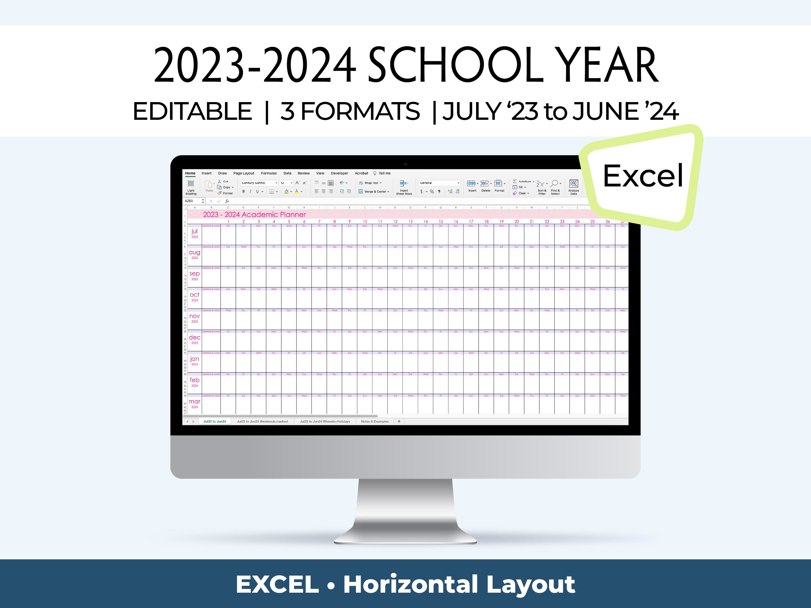 School Calendar 20232024 Academic Year 2324 for Etsy