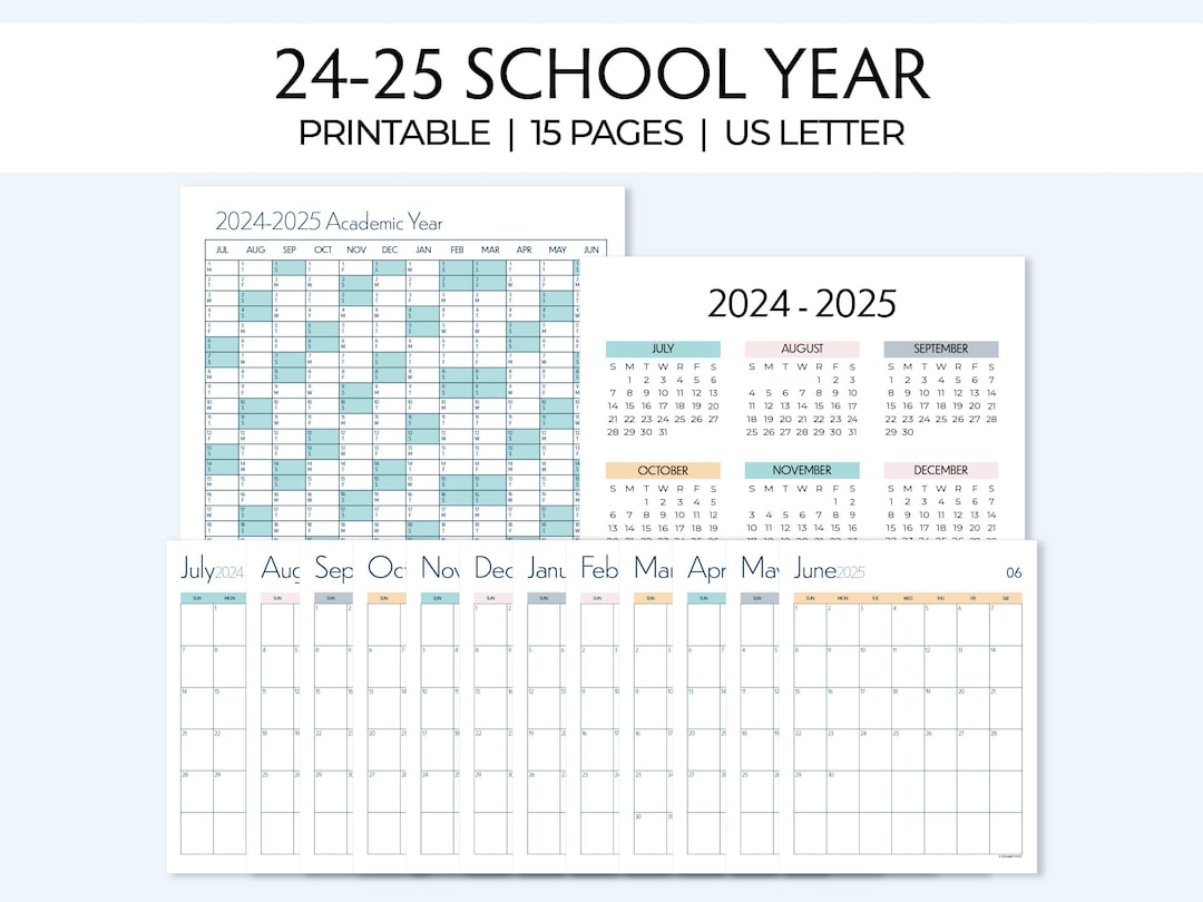 Academic Planner 2024-2025 Year and Monthly Printable, Homeschool