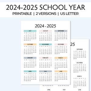 Academic Planner, 2024-2025 school year printable, Midyear calendar, Year-at-a-glance, Homeschool, College students, Teacher planner