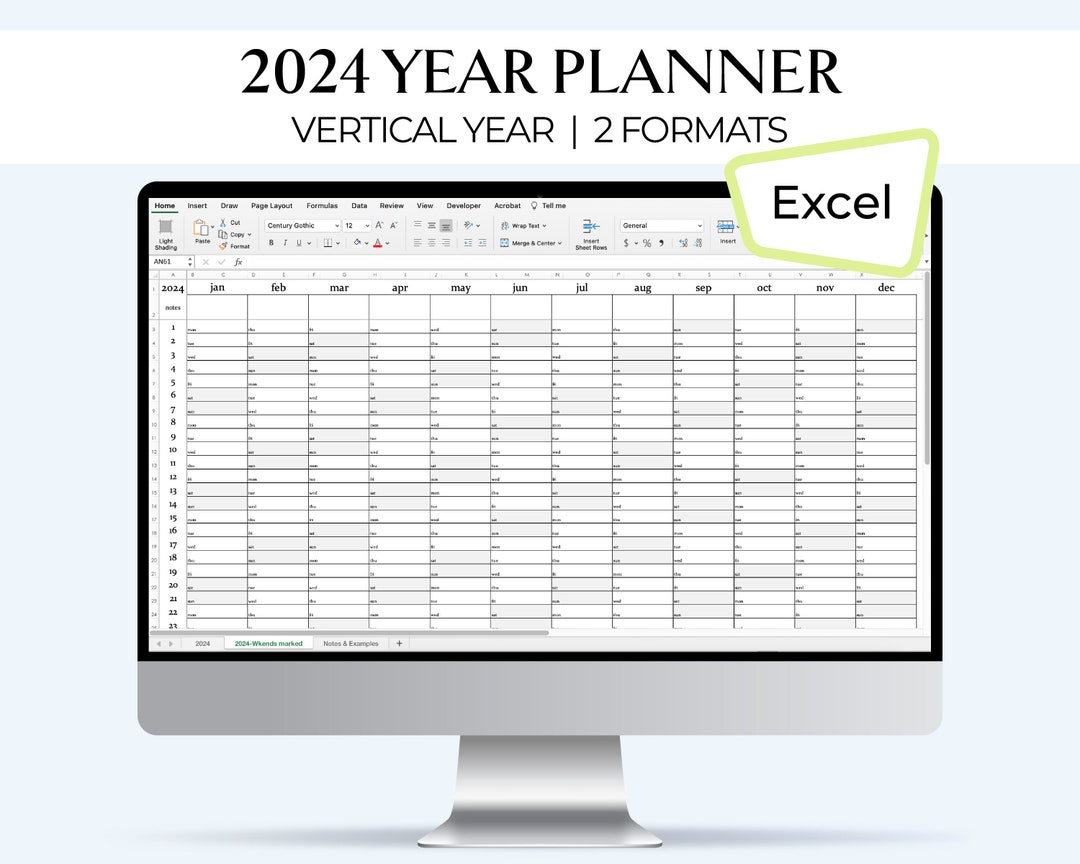2024 Year Planner Spreadsheet for Habit Tracking Students Etsy