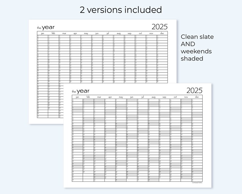 Yearly Printable Planner for 2025, Minimalist Yo1p for Work, Family