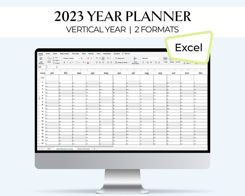 2023 Year Planner Excel Spreadsheet for Habits Projects Etsy