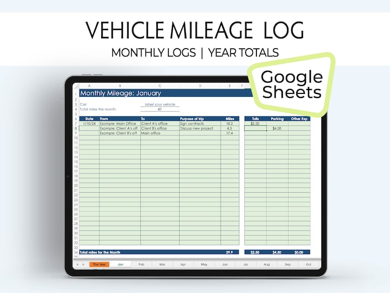 Mileage Tracker for Vehicle, Business Expense Reports, Tax Mileage ...