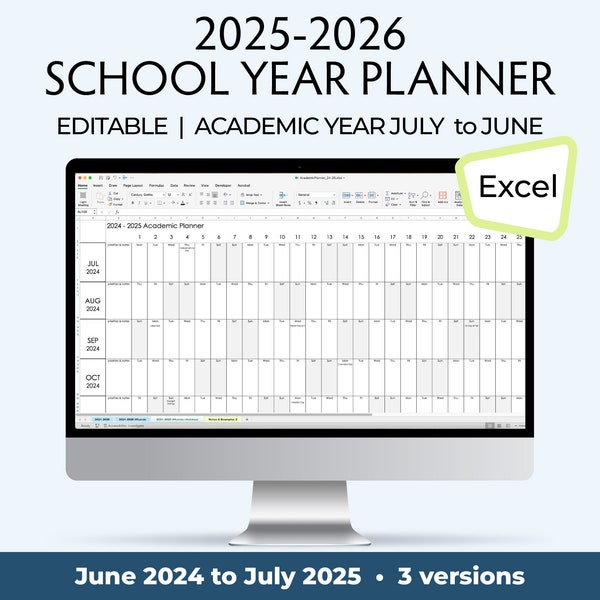 24 25 School Calendar Editable Etsy