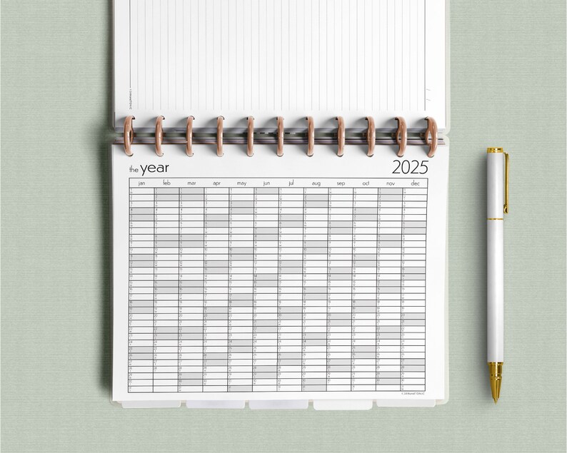 Yearly Printable Planner for 2025, Minimalist Yo1p for Work, Family, Travel, Medical, Habits