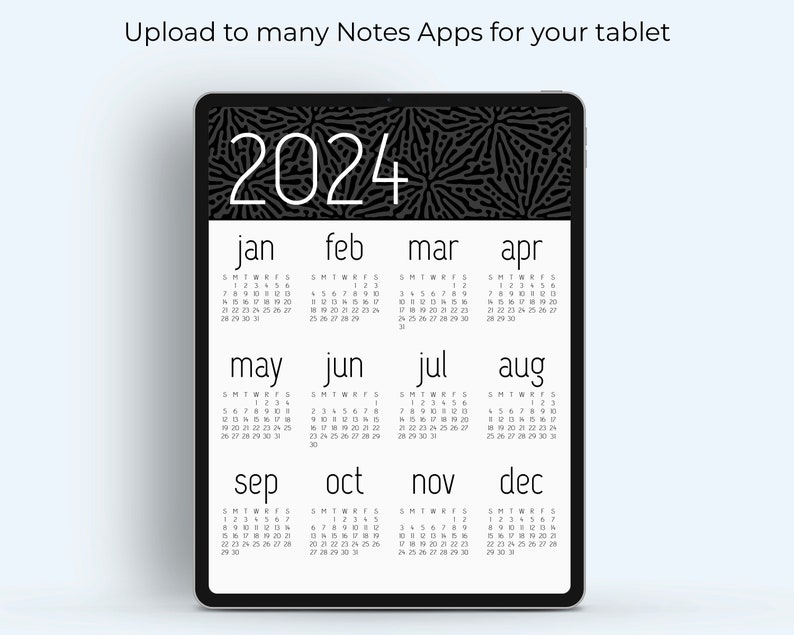 2024 Calendar, Year at a Glance, for Planner, Wall, Bulletin Board