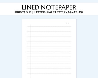 Printable Lined Pages, US letter, half letter, A4, A5, B6 planners. Print, punch and refill your journal or notebook, Downloadable inserts