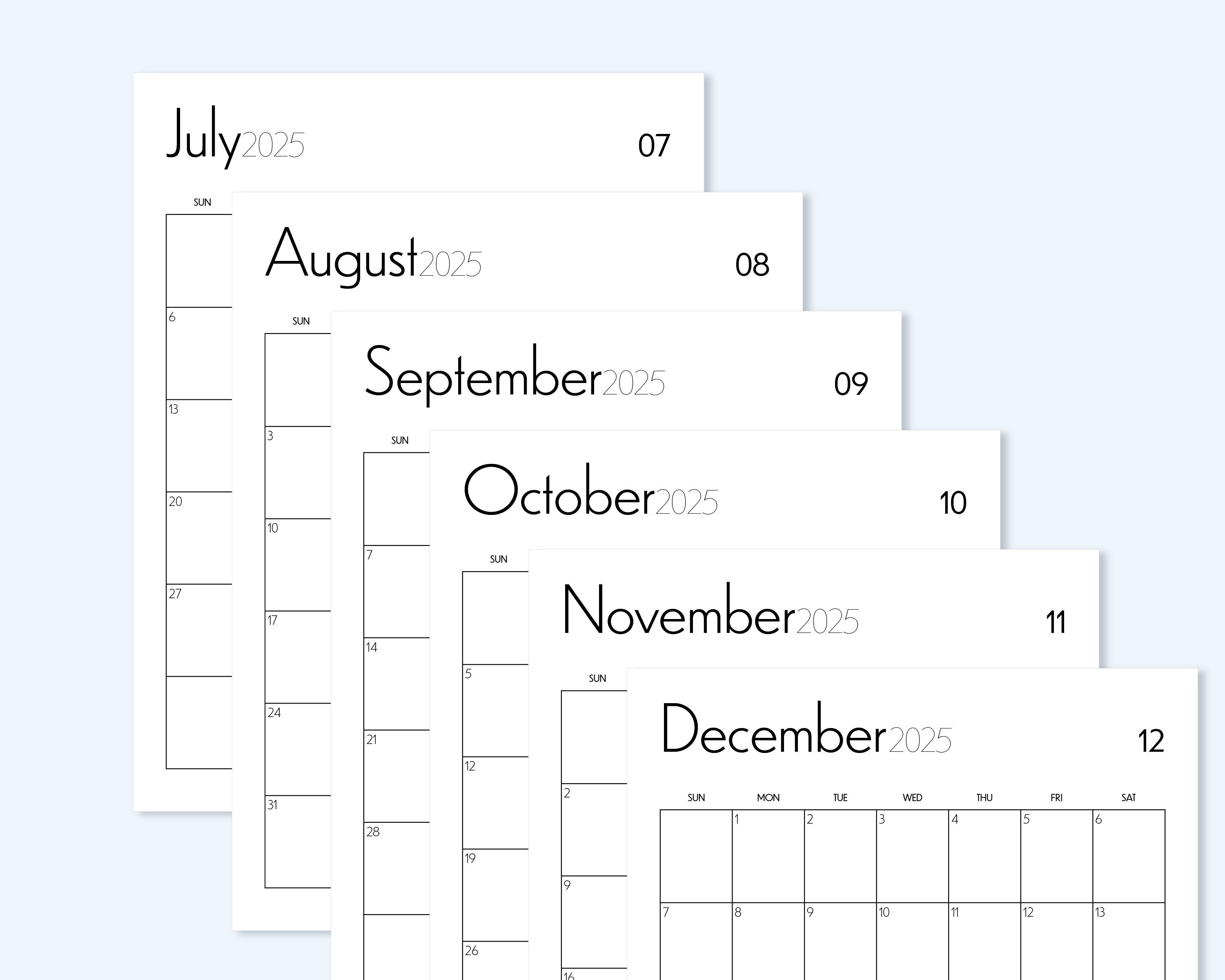 2025 Monthly Calendar, Printable Insert, Minimalist Design Planner Page ...
