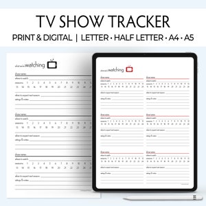 TV Series Tracker, printable AND digital watch lists, episode log, episode tracker, streaming list, TV show tracker, print and digital