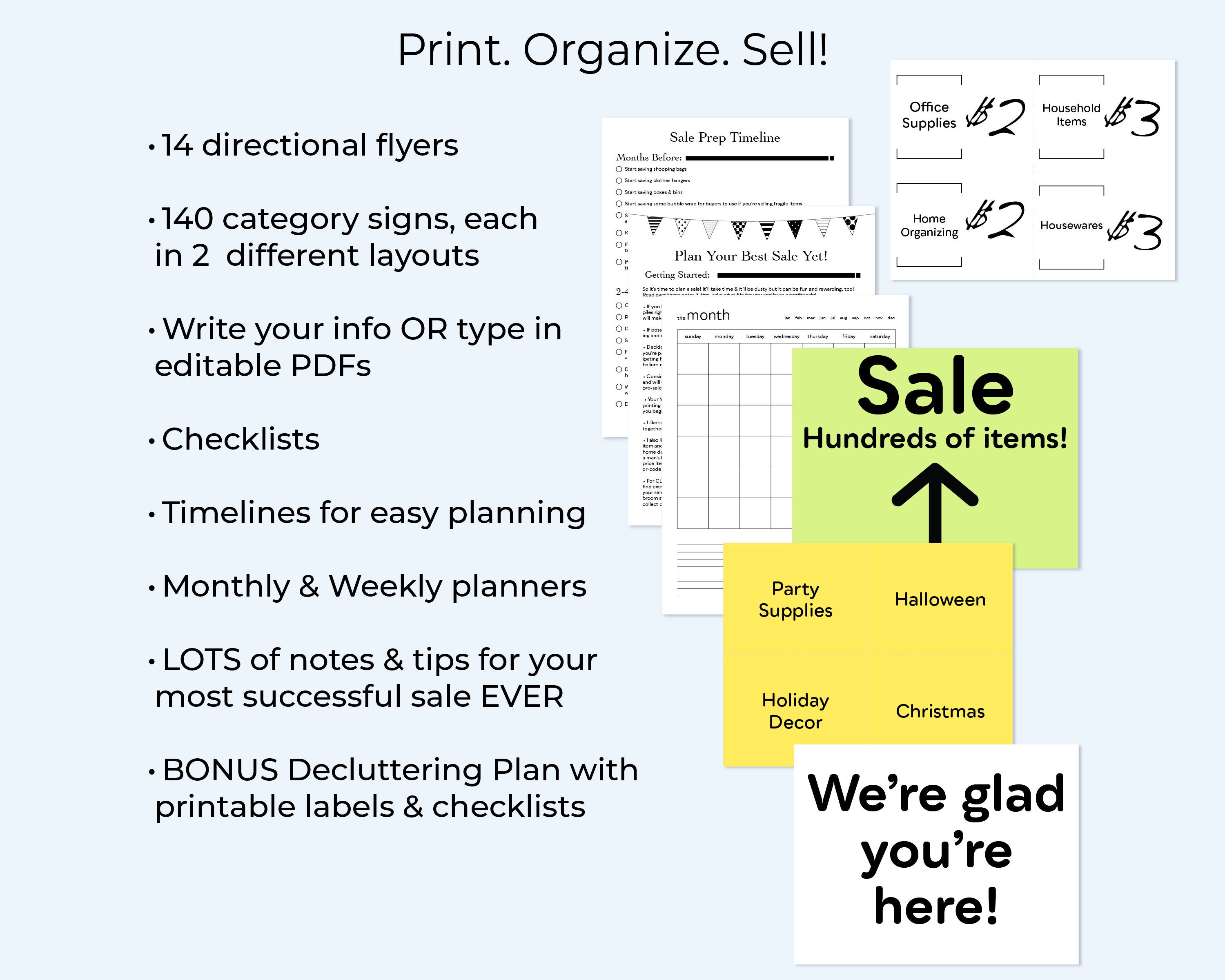 yard sale inventory template Images High Quality Grahic Garage Sale Printable Organizer, Yard Sale Signs, Flyers and Checklists ...