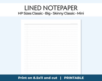 Printable Lined Pages, Happy Planner Classic, Skinny Classic, Mini, Big, Disc bound planners, journals, Digital download refills, inserts