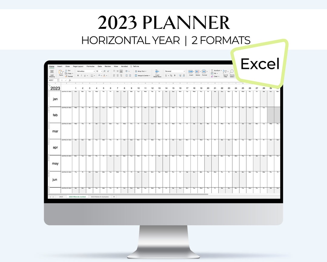 2023 Year Planner Excel Spreadsheet for Habits Students Etsy