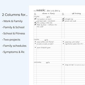 Printable Weekly Planner, Undated Week on 2 Pages, Two-column Layout ...
