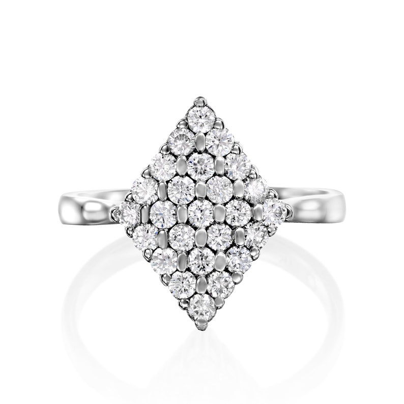 Gold Rhombus Diamond Ring, Art Deco Jewelry, Art Deco Diamond Ring, Gold Diamond Engagement Ring, 14k Rose Gold Diamond Ring, Multi Diamond image 10