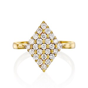 Gold Rhombus Diamond Ring, Art Deco Jewelry, Art Deco Diamond Ring, Gold Diamond Engagement Ring, 14k Rose Gold Diamond Ring, Multi Diamond image 4