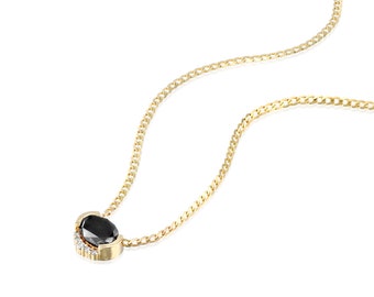 14k Gold Diamond Necklace, Black Diamond Jewelry, Art Deco Diamond Necklace, Art Deco Jewelry, Black Diamond Necklace, Natural Black Diamond