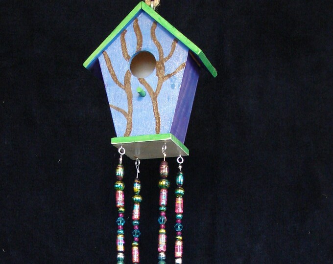 Glass and Crystal Beaded Bird House / Wind Chime Etsy