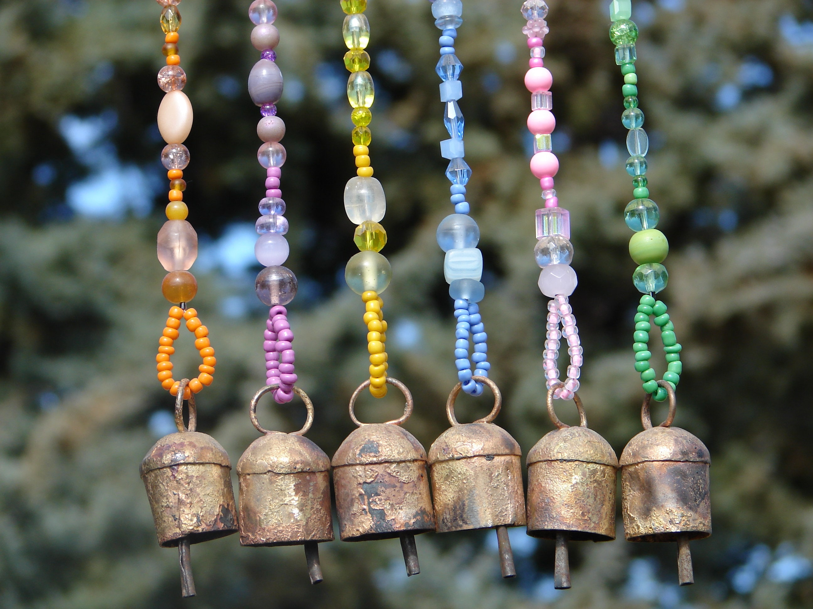 Campana de viento campanas de viento vidrio & cuentas de Etsy