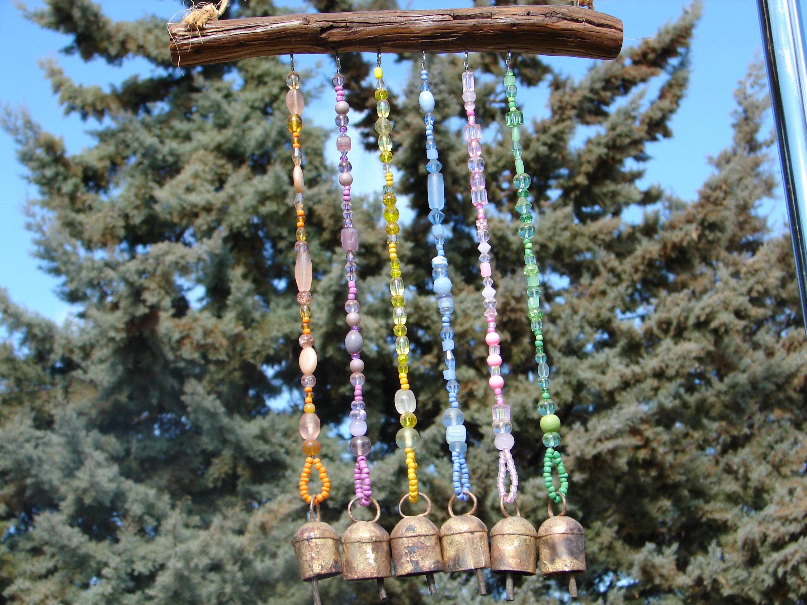 Campana de viento campanas de viento vidrio & cuentas de Etsy