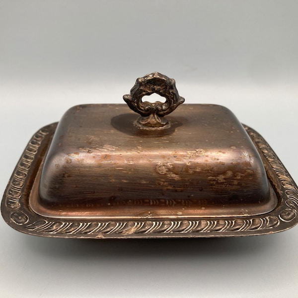 Canterbury Silver Plate Covered Butter Dish-1940s Vintage Grannycore