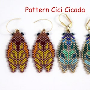 Pattern Diagram Pattern "Cici" Cicada Peyote Stitch Brick Stitch Wordchart Earrings, Pendant or Brooch, Beetle