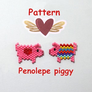 Padrão de miçangas, diagrama, porquinha Penelope, porquinhos fofos, miçangas Miyuki, gráfico de palavras, ponto tijolo, ponto peiote, gráfico de palavras