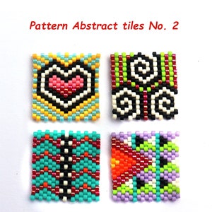 Pattern Diagram Pop Art &quot;Abstract tiles No. 2&quot; Beading Peyote stitch, squares for bracelet, earrings, necklace Miyuki beads