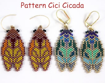 Muster Diagram Pattern &quot;Cici&quot; Zikade Peyote Stitch Brick Stitch Wordchart Ohrringe, Anhänger oder Brosche, Käfer