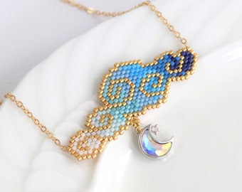 Muster Gradient color clouds Wolken Brickstich Diagramm mit Perlen Legende