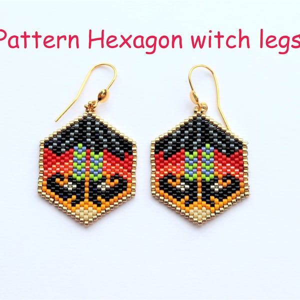 Pattern Pattern Diagram Hexagon Halloween witch legs witch Miyuki peyote stitch brick stitch word chart Description English