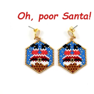 Beading pattern, diagram Oh, poor Santa!, Santa in a roof, Miyuki beads, peyote stitch, brick stitch, Wordchart