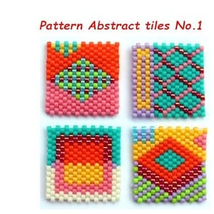 Modèle de perles, diagramme « Carreaux abstraits n° 1 », point peyote, carrés, pop art, perles Miyuki, grille de mots, grille de perles