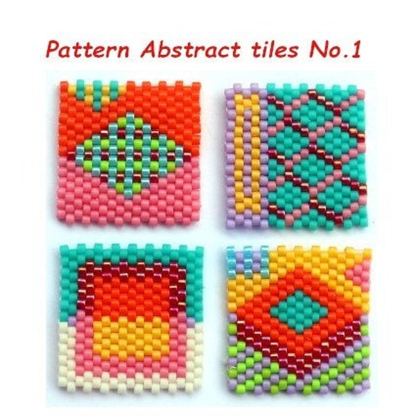 Pattern pattern diagram "Abstract tiles No. 1" Beading Peyote stitch, squares for bracelet, earrings, necklace Miyuki beads