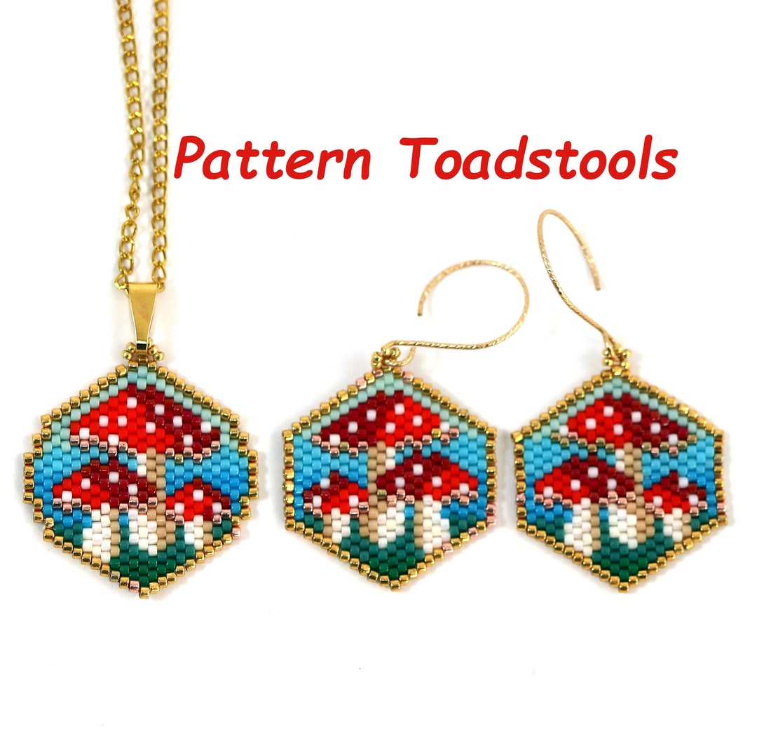 Beading Pattern Diagram Toadstool Hexagon Earrings and Ornament, Miyuki ...