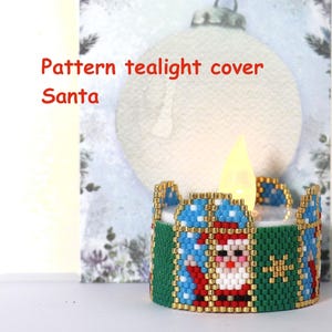 Pattern, Diagram tealight cover Santa, odd count peyote stitch, beading, word chart, Miyuki, beads, beadchart