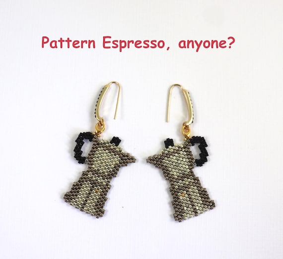 Beading pattern, diagram cute Espresso pot, Miyuki beads, word chart, brick stitch, peyote stitch