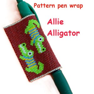 Pattern, diagram "Allie Alligator" Multi purpose alligator charm, hanger or pen wrap brick peyote stitch, word chart bead chart