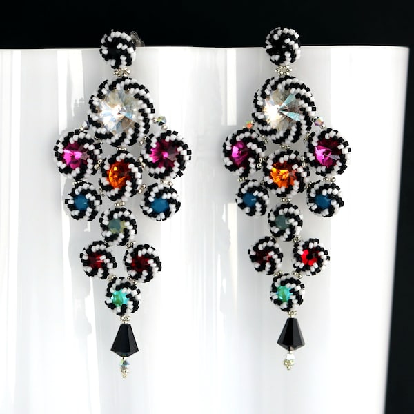 Photo Tutorial Whirlwind Earrings, English language, different finishes, beading, edging, circular peyote stitch, Miyuki beads