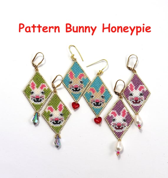 パターン図 バニーハニーパイ、ウサギのイースターピアス