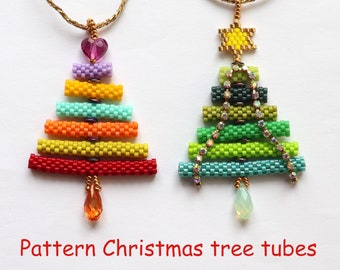 beading tutorial colorful Christmas tree, Miyuki beads, odd count peyote stitch, graphics, pictures