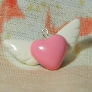Polymer Clay Angel Wing Heart / Valentine&#39;s Day Charm