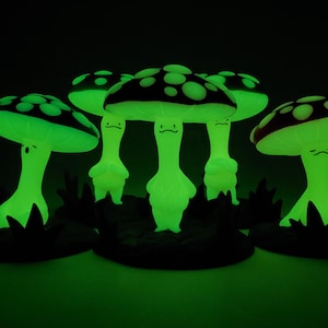 Shroomlings - Glow in the Dark Pilz Feenmonster Polymer Clay Figuren Hand Sculpted