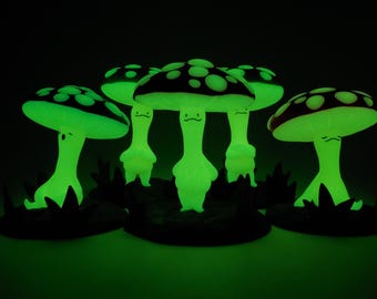 Shroomlings - Glow in the Dark Mushroom Fairy Monsters Polymer Clay Figurines Hand Sculpted