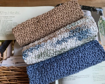 Bauernhaus häkeln Geschirrtuch Set - 100% Baumwolle Waschlappen, umweltfreundliches Küchen Geschenk, Einweihungsparty oder Gastgeberin Geschenk