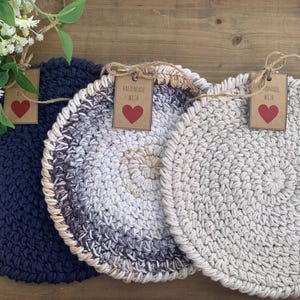 Farmhouse crochet potholder~ hot pad~ trivet~ kitchen decor~ placemat~ Mother’s day gift~ 100% cotton~handmade~ coasters~ house warming gift