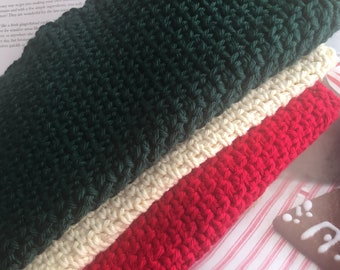 The Farmhouse Christmas Crochet Washcloth/Dishcloth/Doily/Home Decor/100%Cotton/Handmade/Gifft/Kitchen/Bathroom