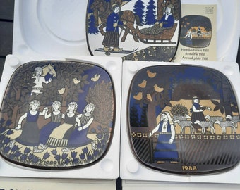 Years 1994 1995 And 1996 KALEVALA Series Collectible One Wall Plate Pattern By Raija Uosikkinen Produced By Arabia Finland