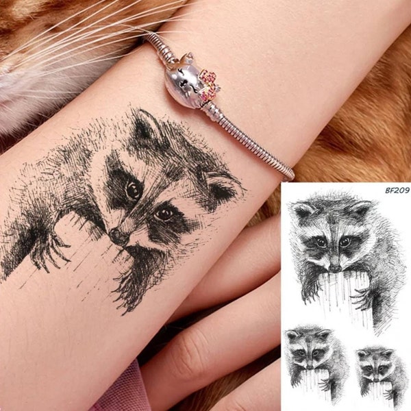 Raccoon Temporary tattoo 10.5×6 cm