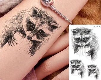Raccoon Temporary tattoo 10.5×6 cm